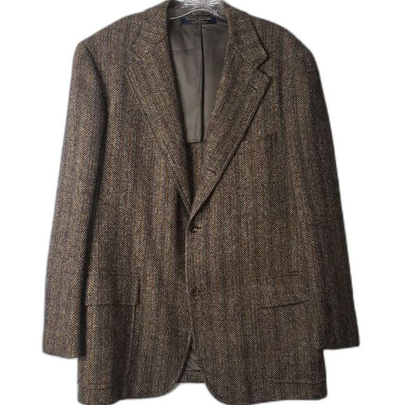 Brooks Brothers Blazer Mens Brown Herringbone Brookstweed Sport Coat Two Button